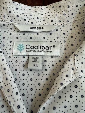 Coolibar SPF 50 White with Black Dots Long Sleeve Blouse